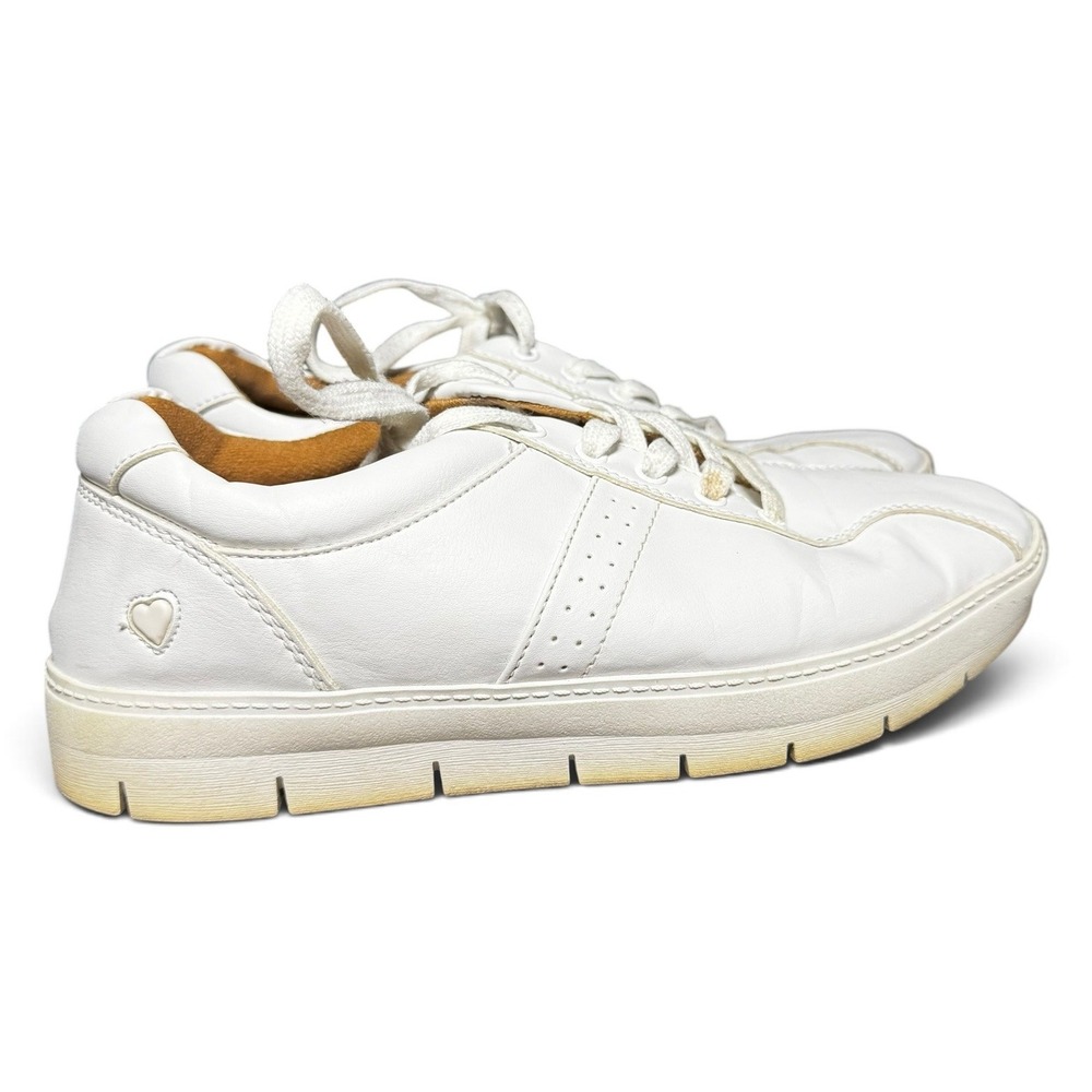 Nurse Mates Women's White Leather Lace Up Comfort Sneakers Slip Resistant